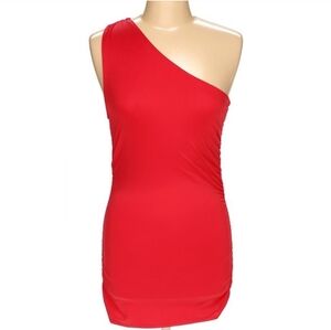 Charlotte Russe Runched Side One Shoulder Mini Dress Size M